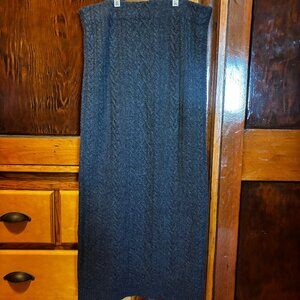 NWT Lauren Ralph Lauren Cable Knit Cashmere Wool Blend Midi Skirt Dark Gray M